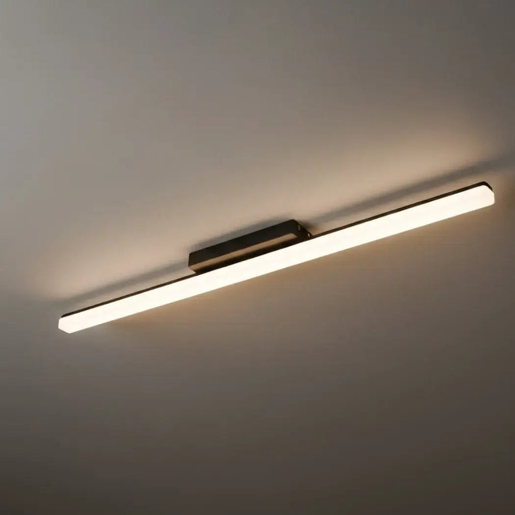 Minimalist Linear Vanity Wall Lamp – IP44 Metal in Black/Chrome Bathroom - Flindria