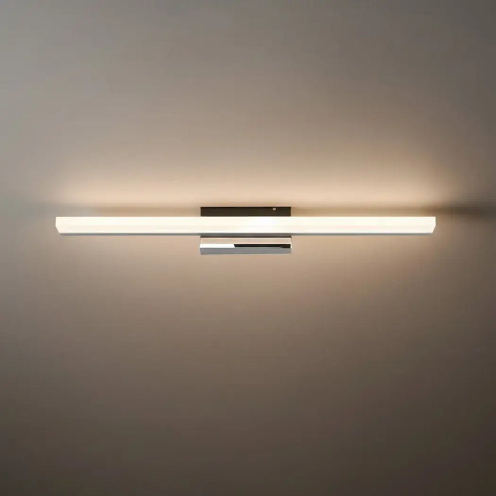 Minimalist Linear Vanity Wall Lamp – IP44 Metal in Black/Chrome Bathroom - Flindria
