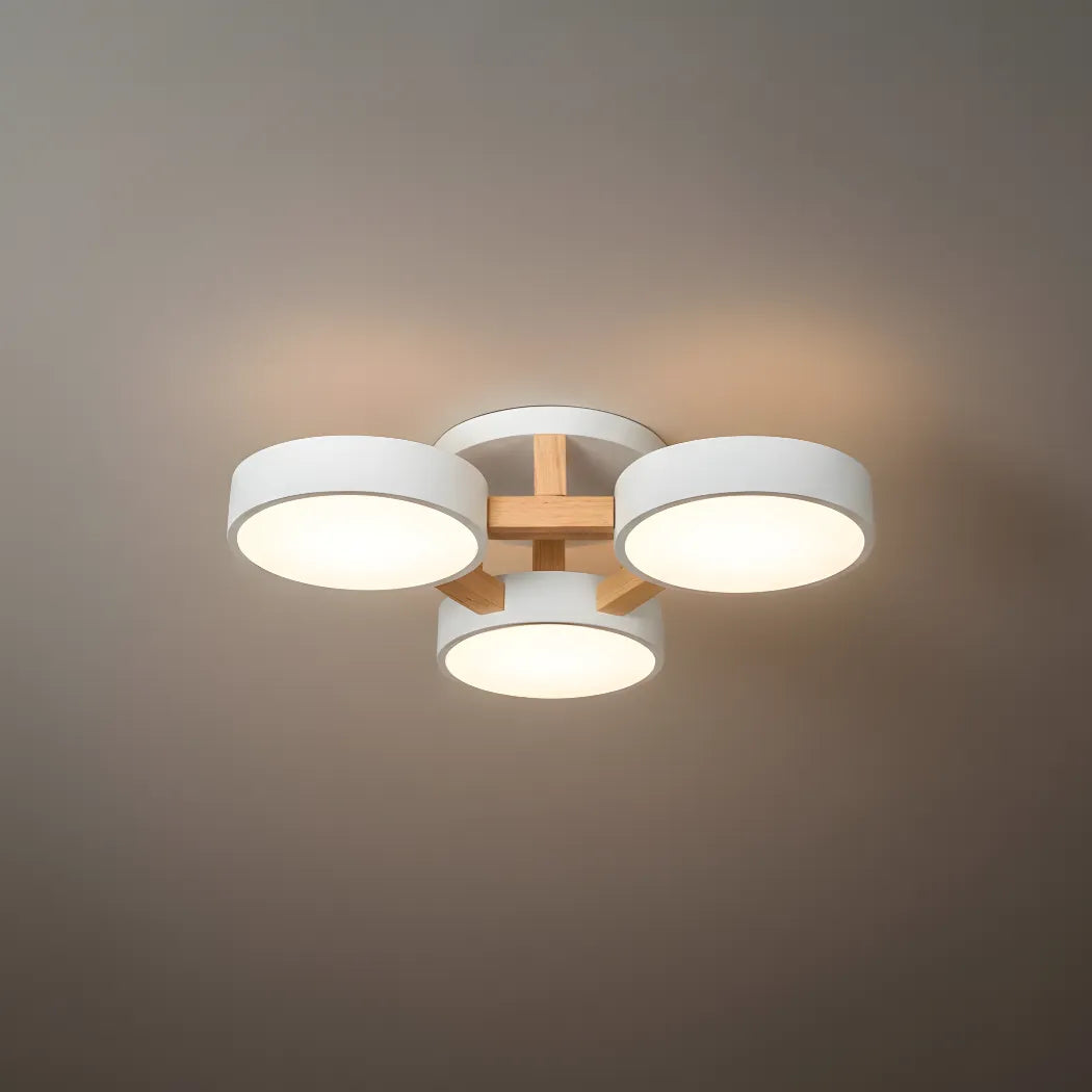 Modern Round Ceiling Light – 3-Color Fixture with Three Heads Bedroom - Flindria