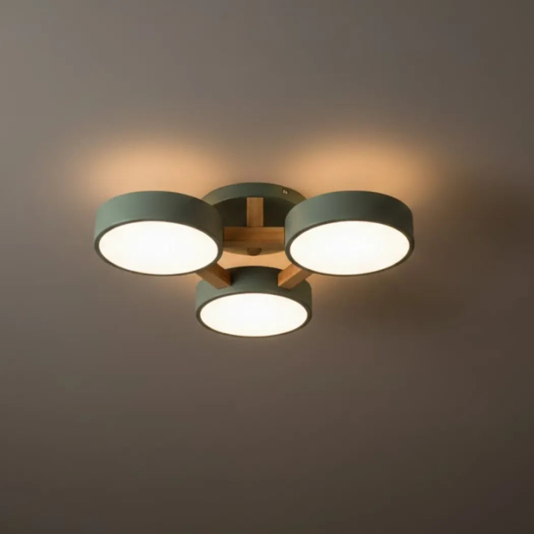 Modern Round Ceiling Light – 3-Color Fixture with Three Heads Bedroom - Flindria