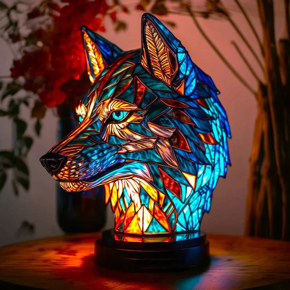 Lampa s motivem vitráže Vitrafauna — živé vícebarevné osvětlení