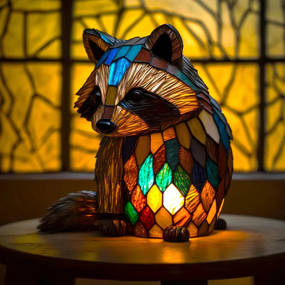 Lampa s motivem vitráže Vitrafauna — živé vícebarevné osvětlení