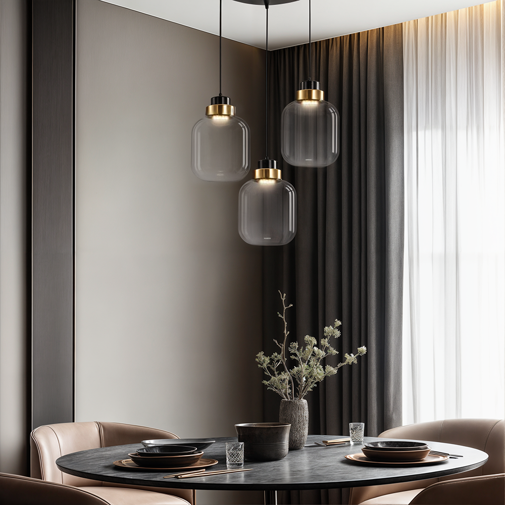 Luma Glas-Pendelleuchte mit nordischem Retro-Glühen