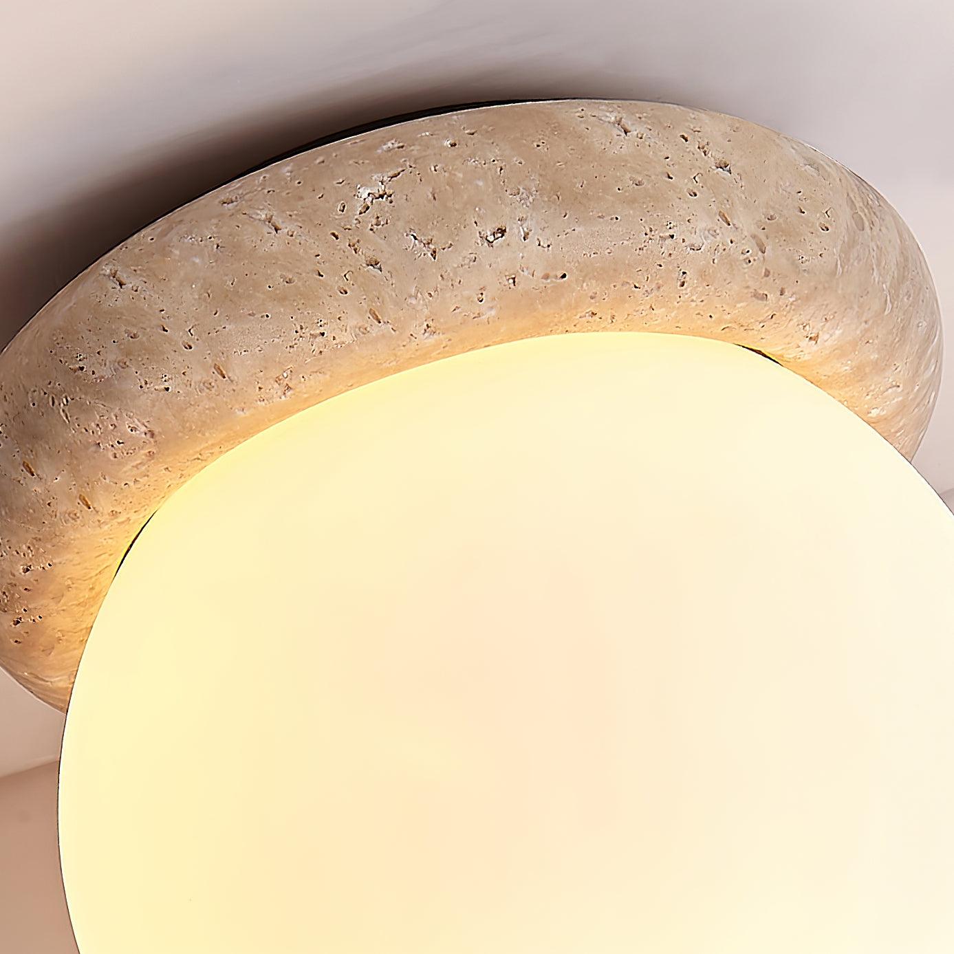 TerraLume LED Ceiling Fixture In Travertine For Compact Rooms