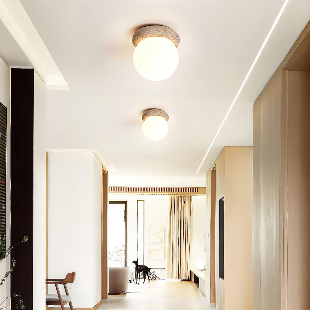 TerraLume LED Ceiling Fixture In Travertine For Compact Rooms