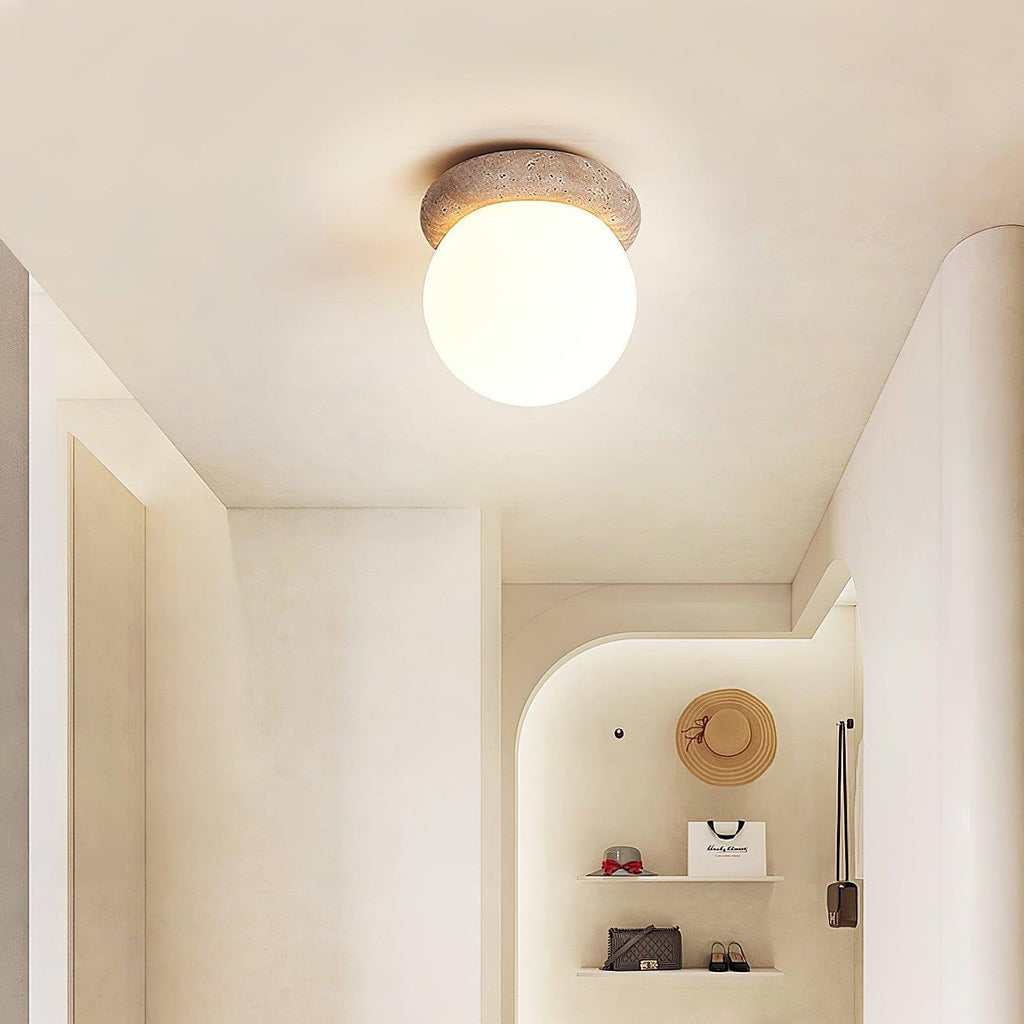 TerraLume LED Ceiling Fixture In Travertine For Compact Rooms