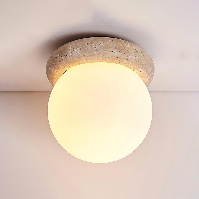TerraLume LED Ceiling Fixture In Travertine For Compact Rooms