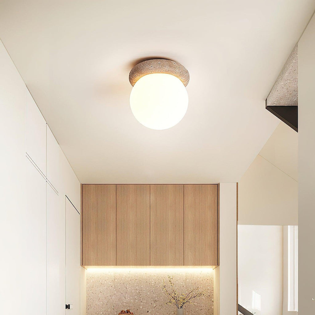 TerraLume LED Ceiling Fixture In Travertine For Compact Rooms