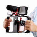 Mobile Phone Video Rig Cage — Integrated LED Light, Stable Shooting Grip
