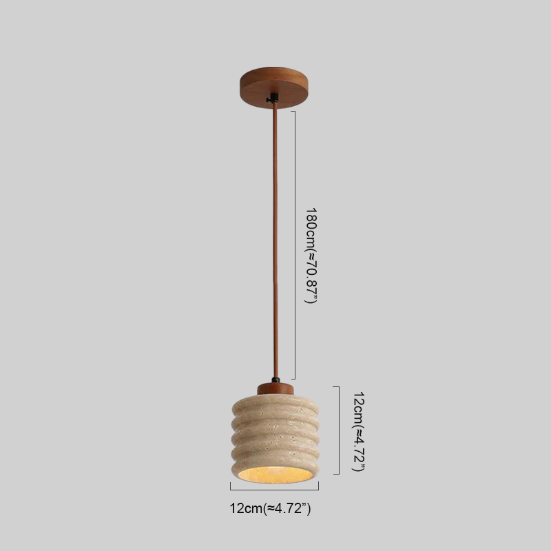 Modern Yellow Pendant Light - Travertine & Wood Ceiling Lamp for Dining Area - Flindria