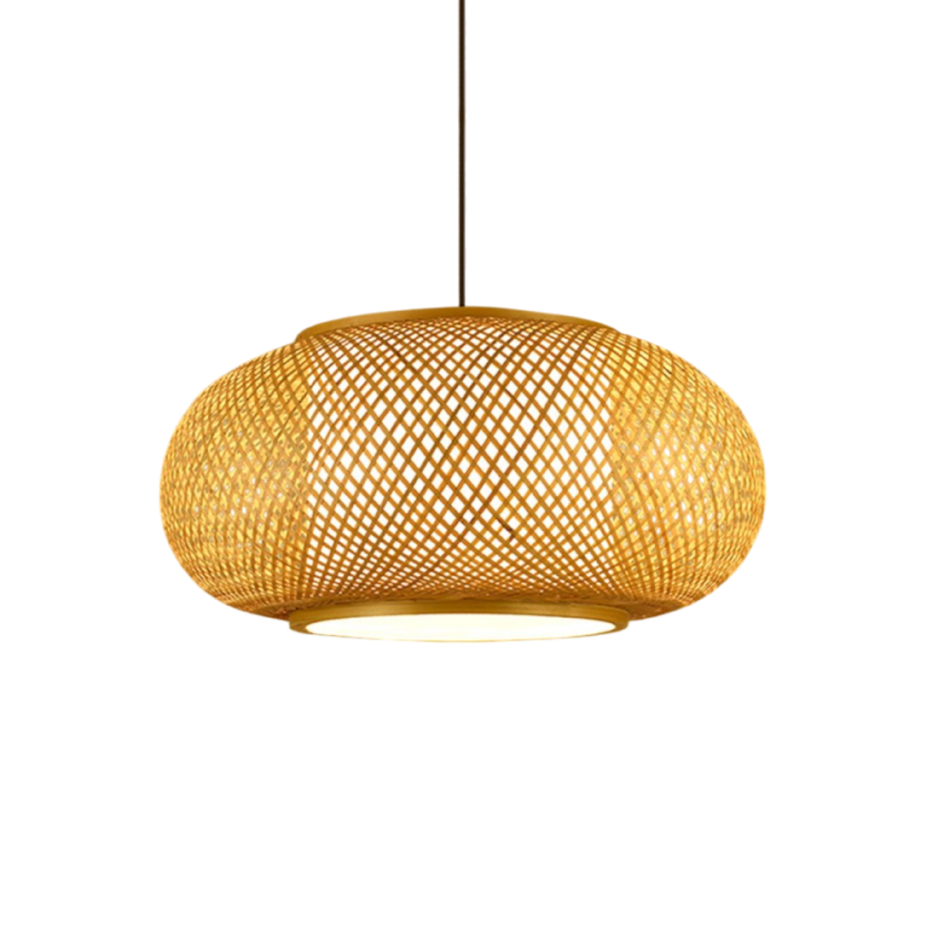 Virell Natural Bamboo Open Weave Pendant Light Shade For Living Rooms