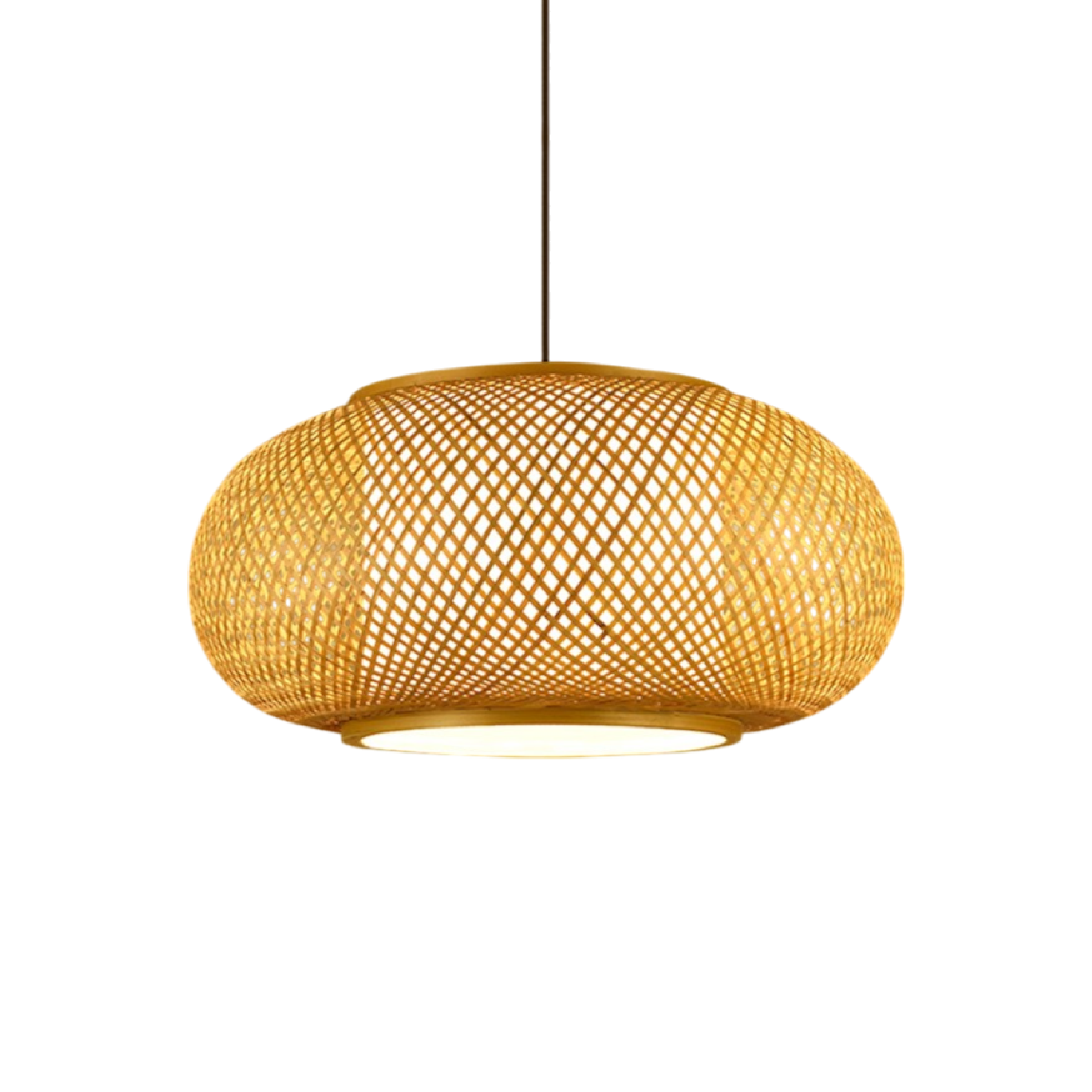 Birano Bamboo Pendant Light With Airy Lattice Shade Soft Glow
