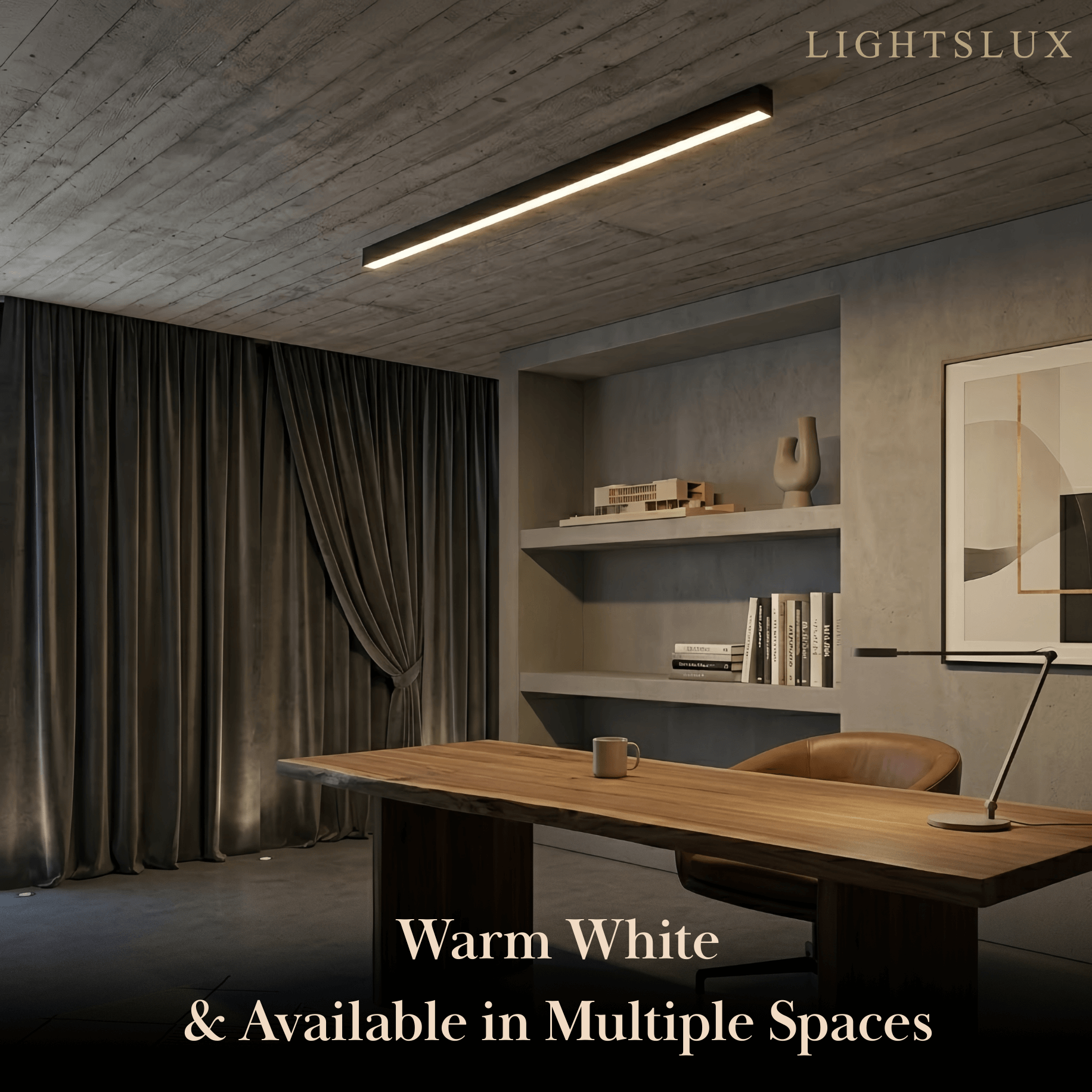 Minimalist Linear LED Ceiling Light – Black for Living Room - Flindria