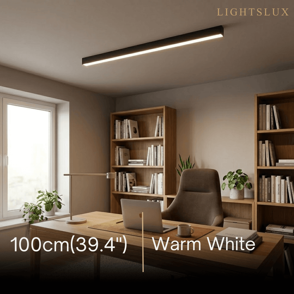 Minimalist Linear LED Ceiling Light – Black for Living Room - Flindria