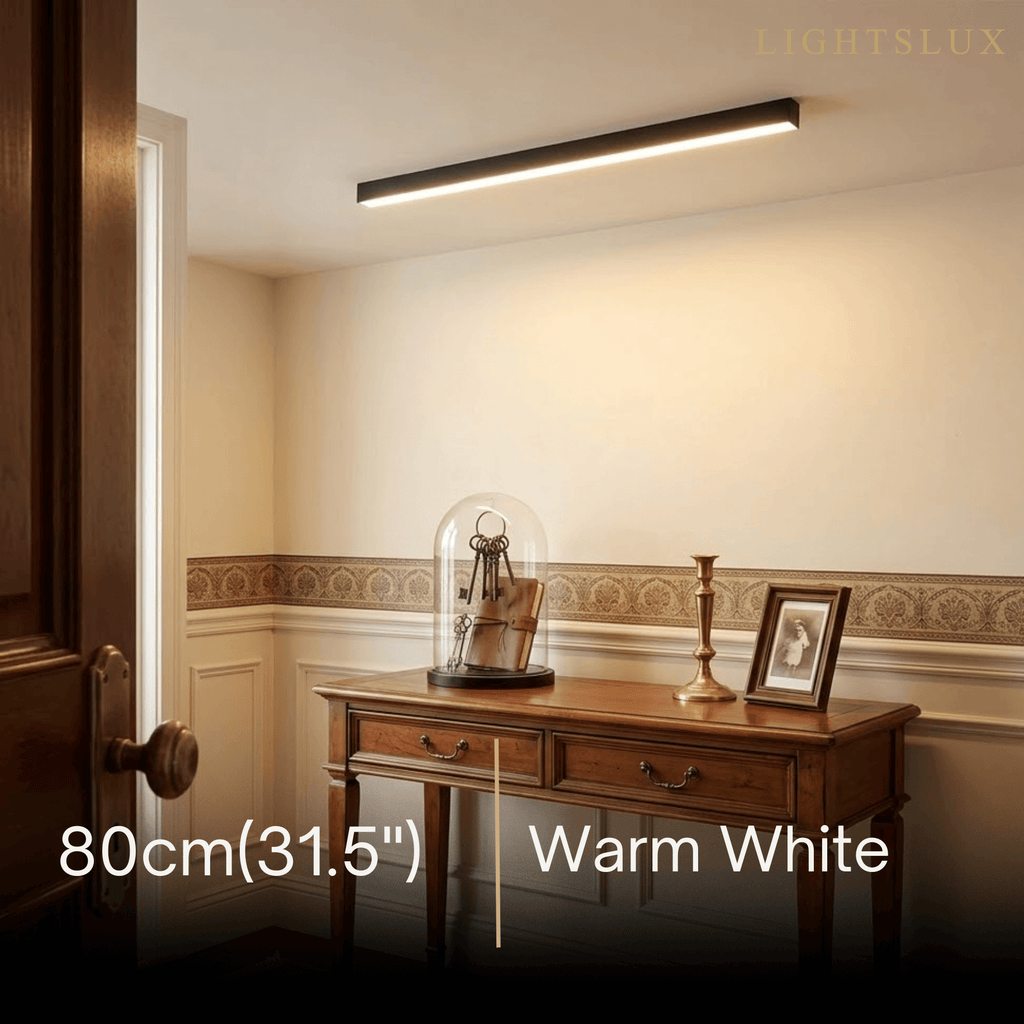 Minimalist Linear LED Ceiling Light – Black for Living Room - Flindria