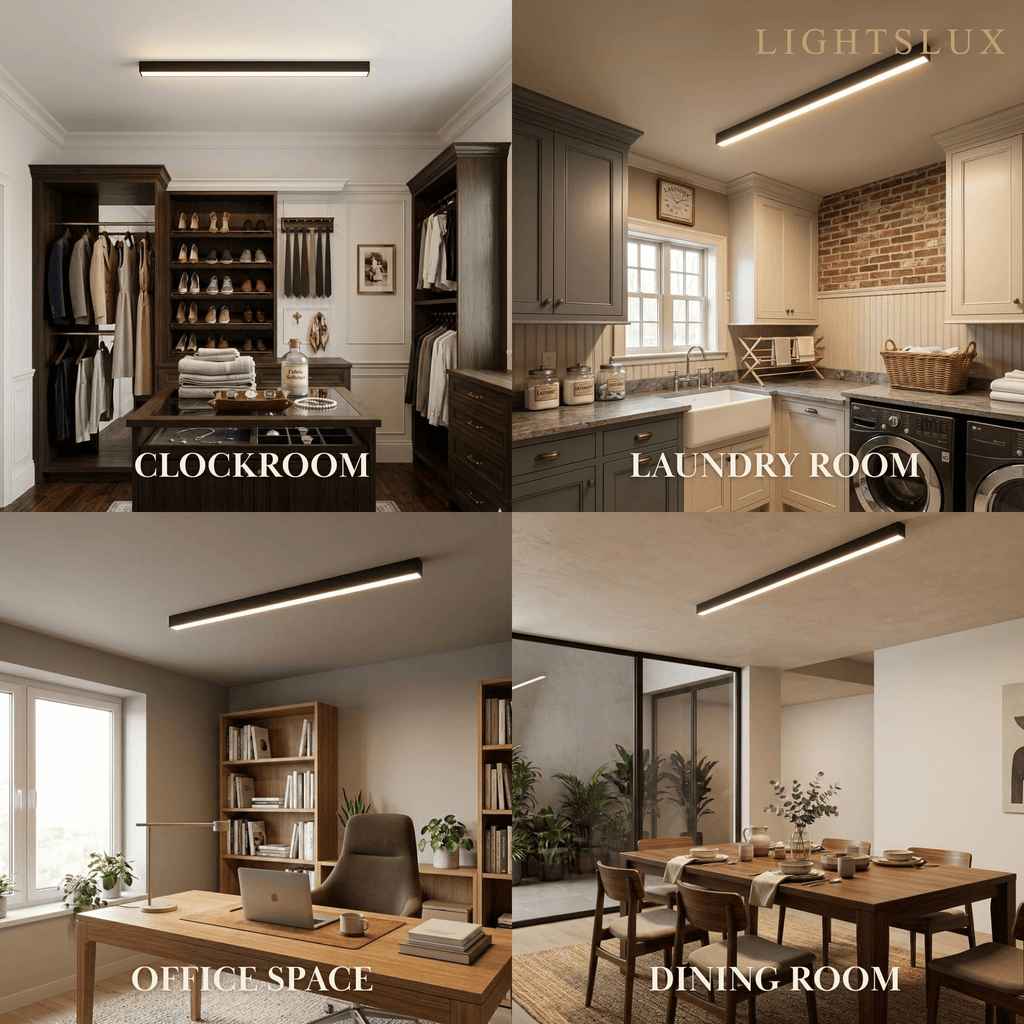 Minimalist Linear LED Ceiling Light – Black for Living Room - Flindria