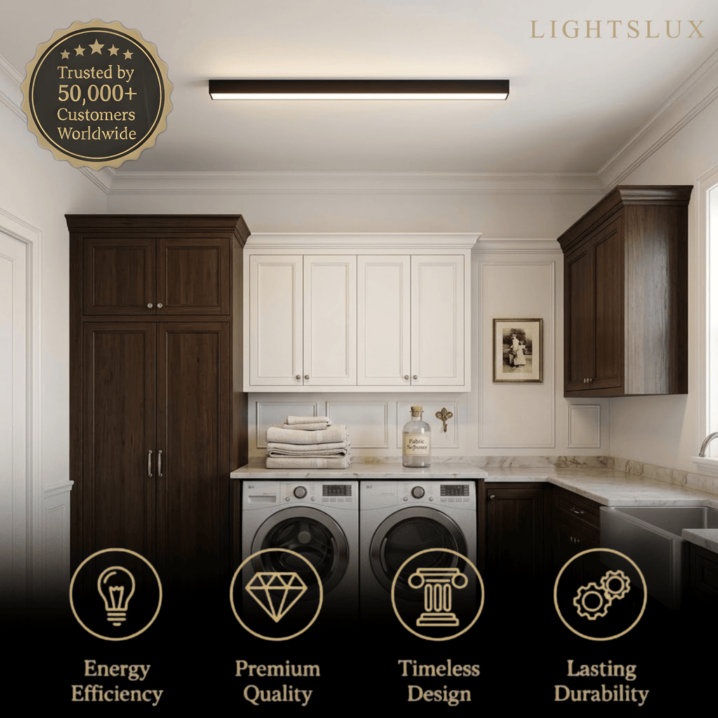 Minimalist Linear LED Ceiling Light – Black for Living Room - Flindria