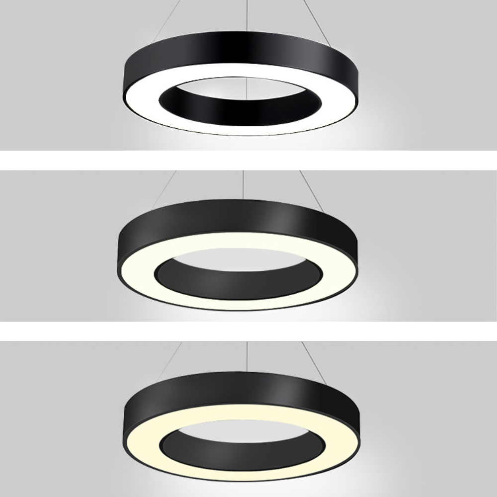 Modern Ring Pendant Light - Black Acrylic for Dining Room - Flindria