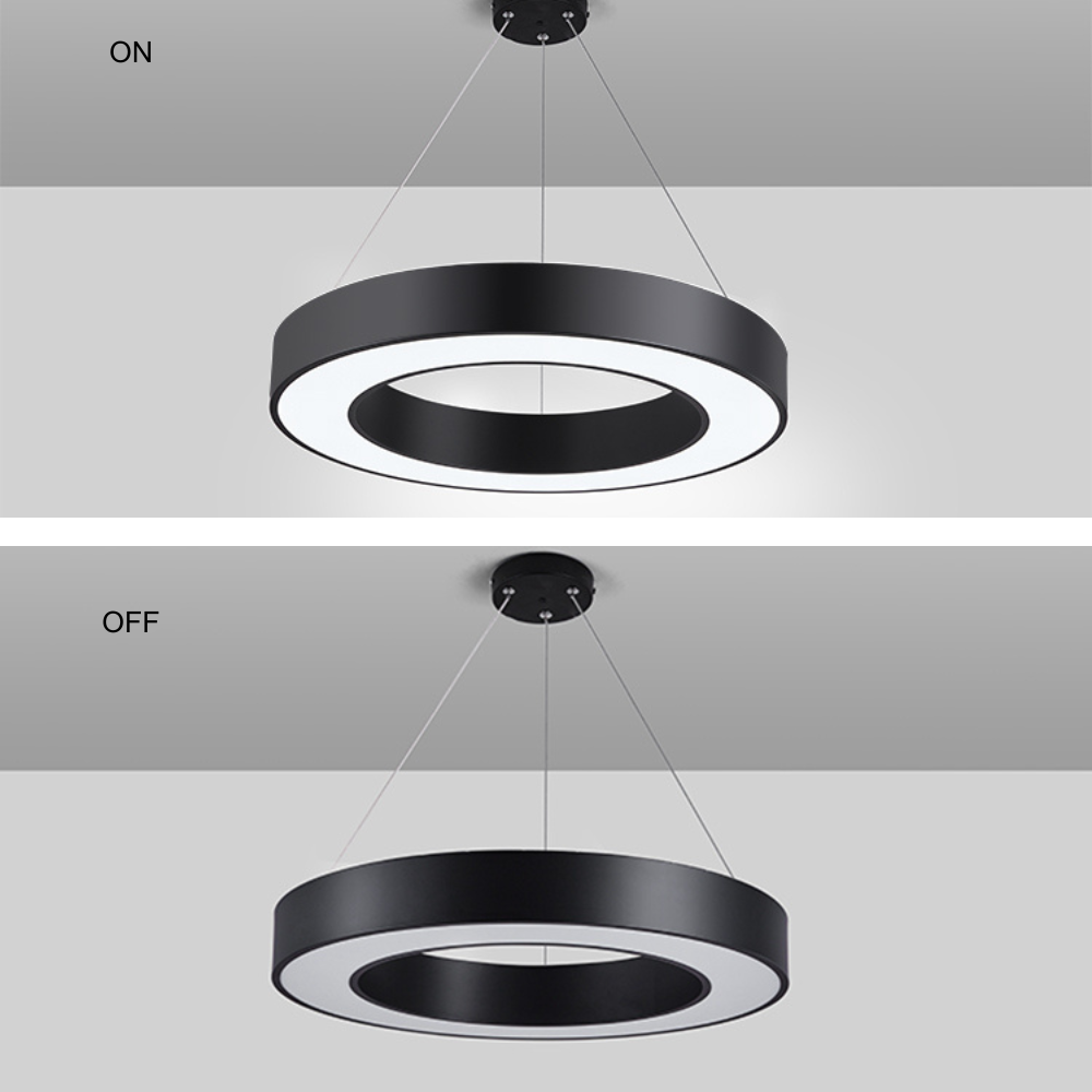 Modern Ring Pendant Light - Black Acrylic for Dining Room - Flindria