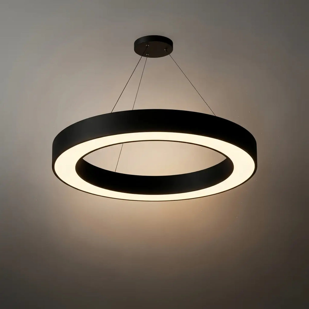 Modern Ring Pendant Light - Black Acrylic for Dining Room - Flindria