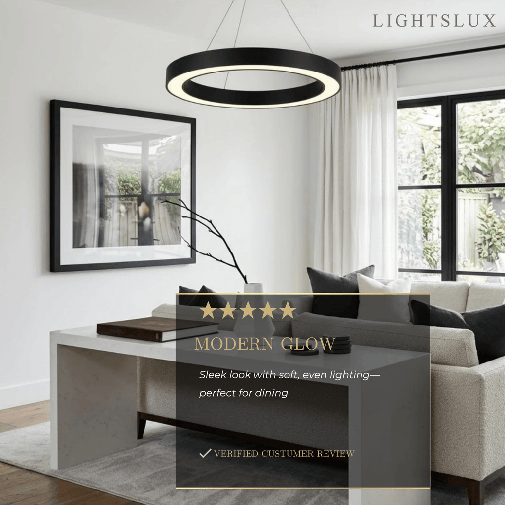 Modern Ring Pendant Light - Black Acrylic for Dining Room - Flindria