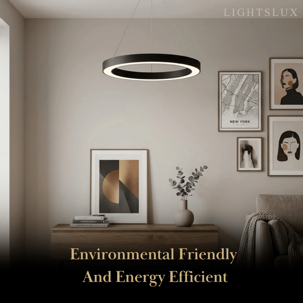 Modern Ring Pendant Light - Black Acrylic for Dining Room - Flindria