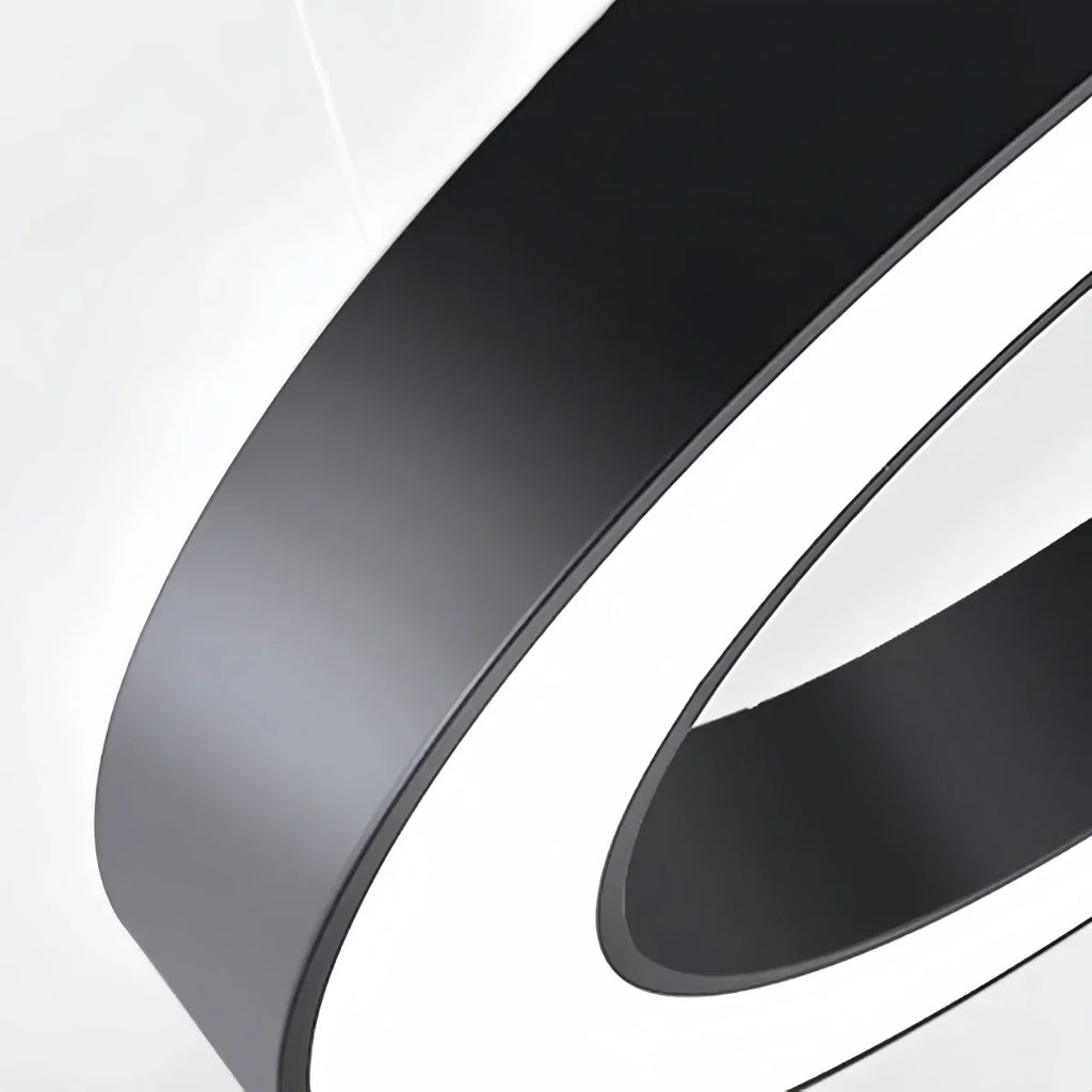 Modern Ring Pendant Light - Black Acrylic for Dining Room - Flindria