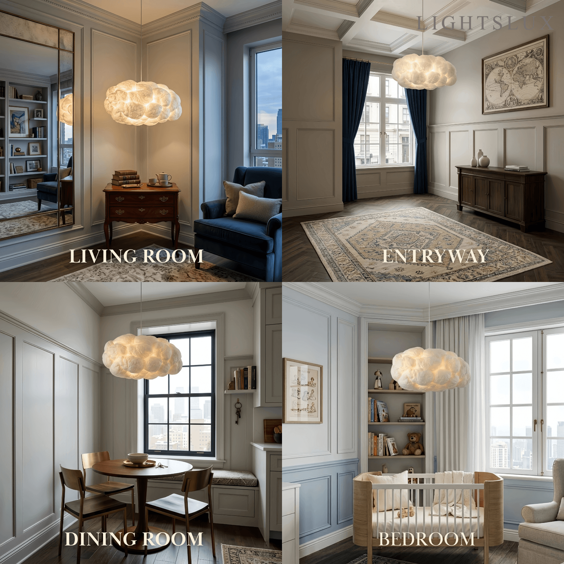 Nordic Cloud Pendant Light - LED White for Living Room - Flindria
