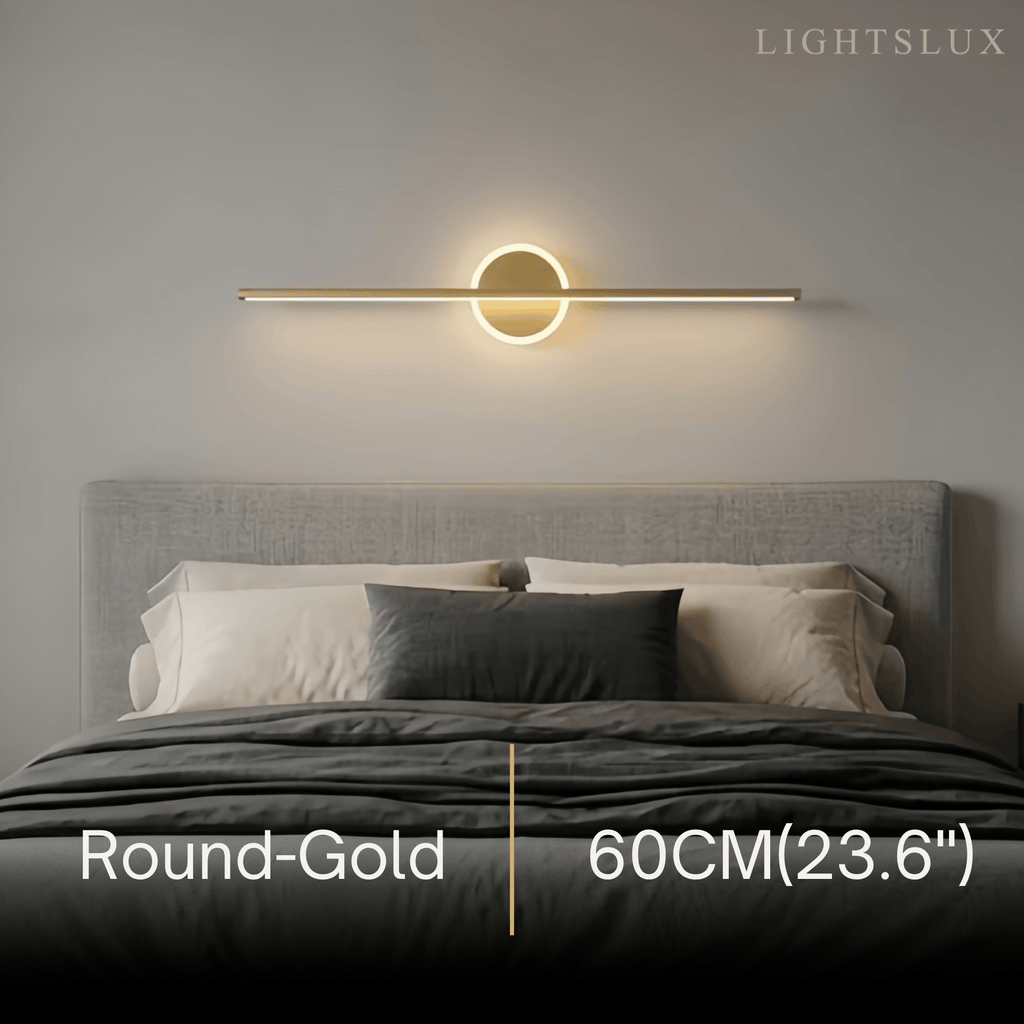 Minimalistische lineaire make-uplamp zwart/goud metaal voor badkamer/slaapkamer - Flindria