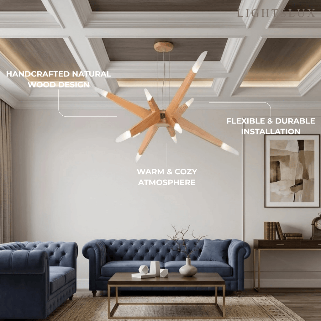 Designer Handmade Branch Wood Pendant Light - Natural Organic Living Room - Flindria