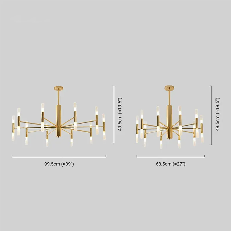 Royal Crystal Chandelier - Gold Metal Frame for Living Room - Flindria