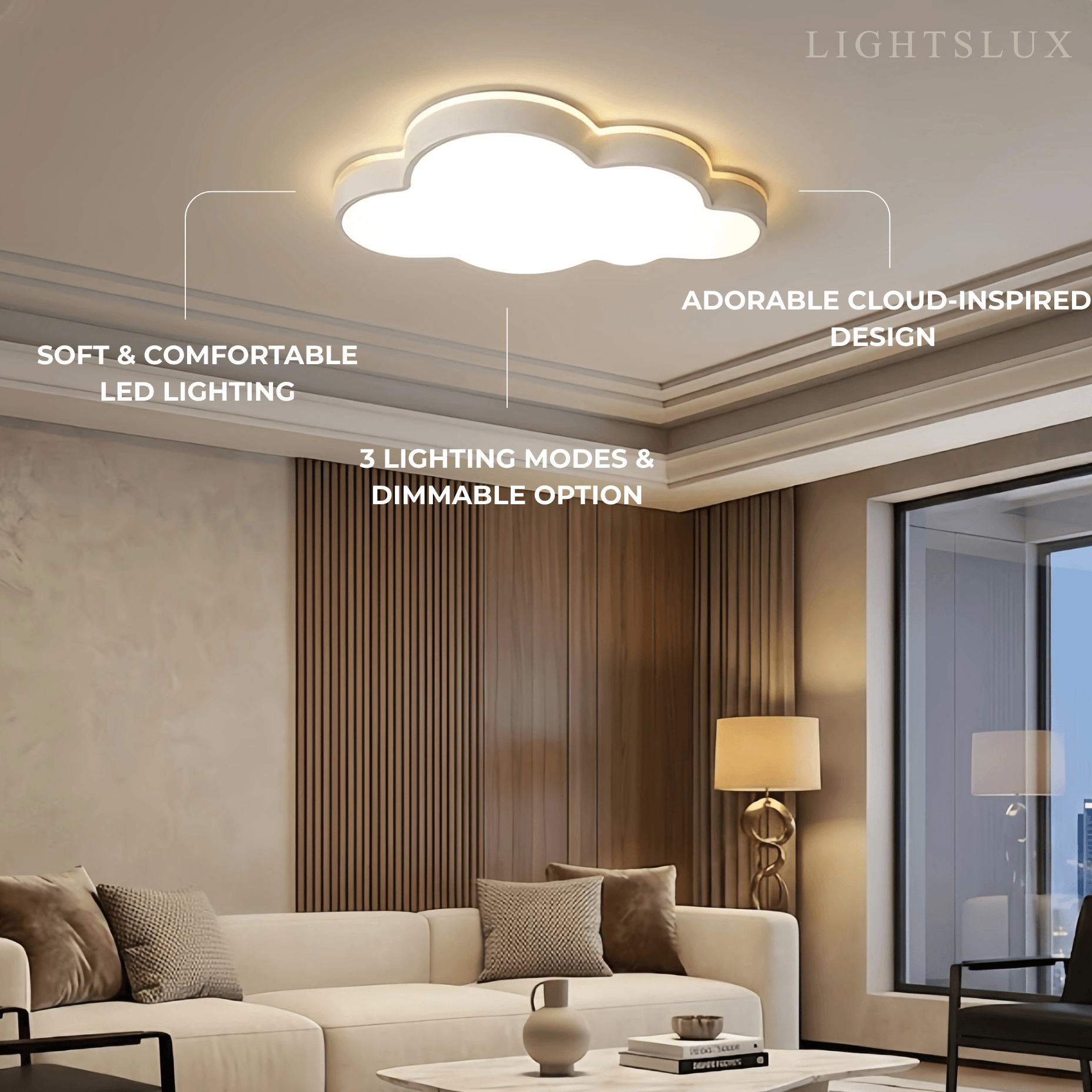Moderní bílá přisazená stropní lampa - design mraku kov a akryl do ložnice - Flindria