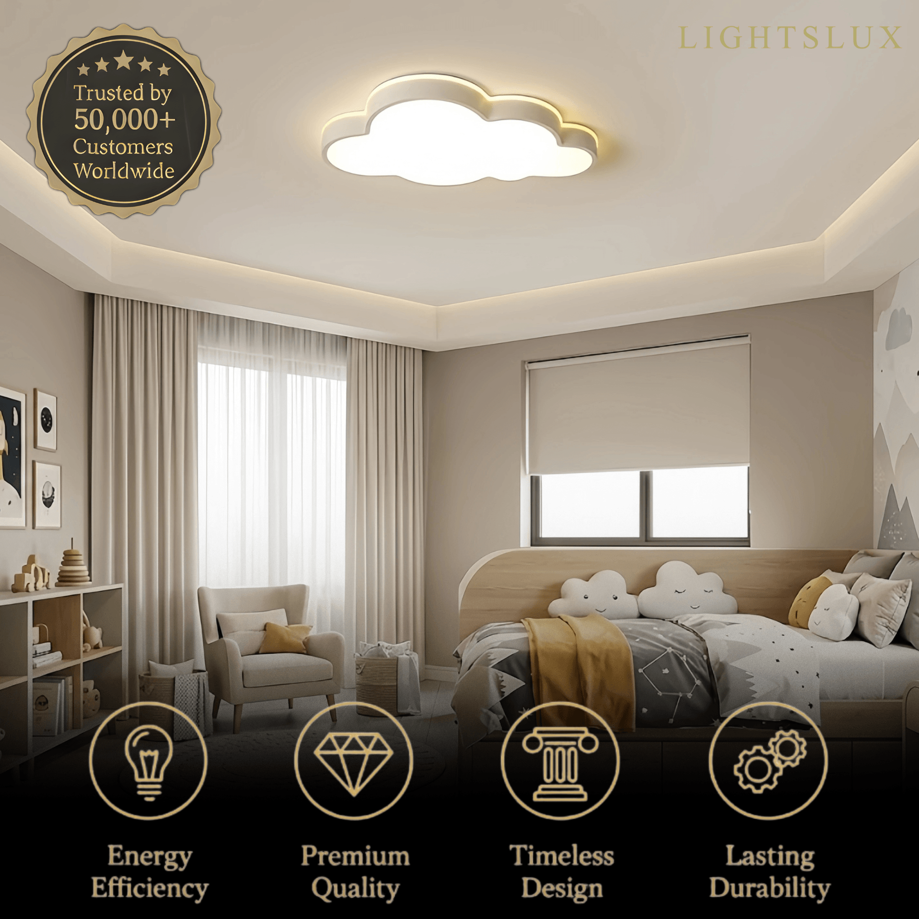 Moderní bílá přisazená stropní lampa - design mraku kov a akryl do ložnice - Flindria