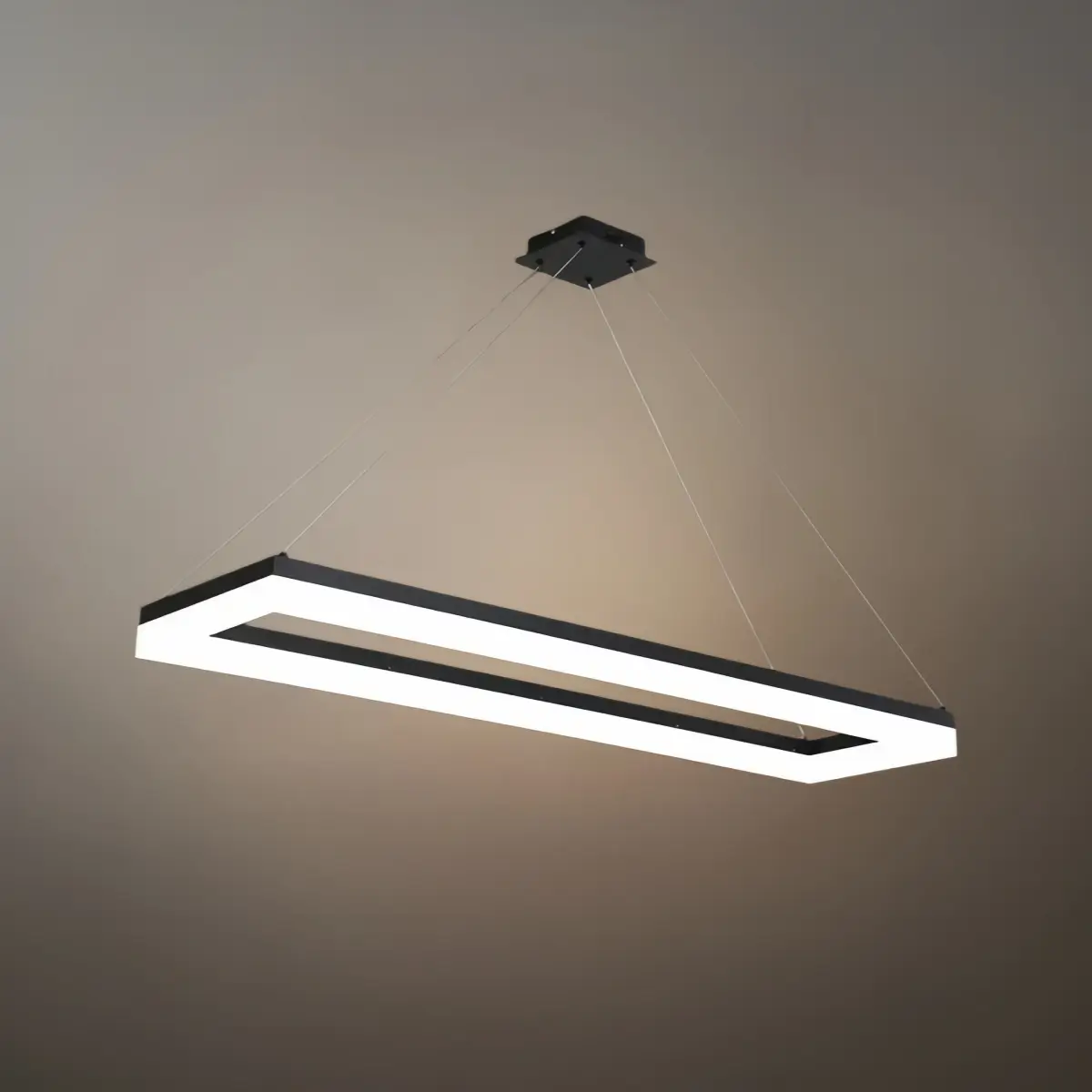 Modern Rectangular Pendant Light - Black Metal/Acrylic for Dining Room - Flindria