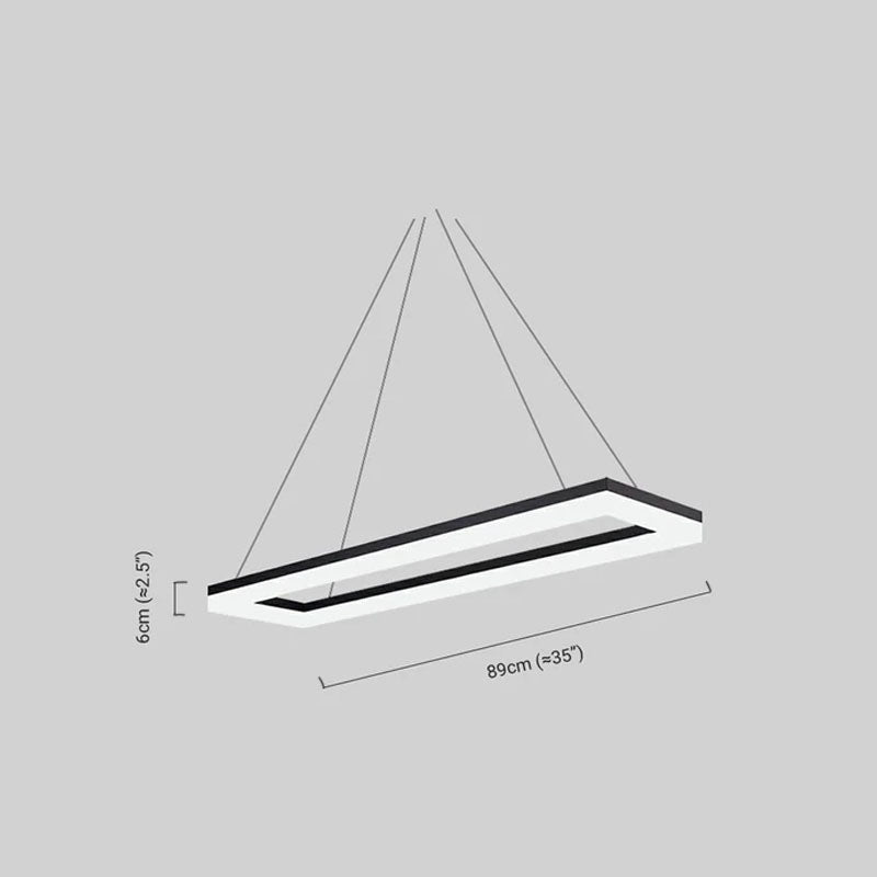 Modern Rectangular Pendant Light - Black Metal/Acrylic for Dining Room - Flindria