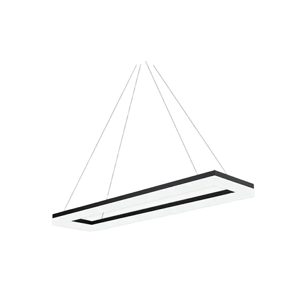 Modern Rectangular Pendant Light - Black Metal/Acrylic for Dining Room - Flindria