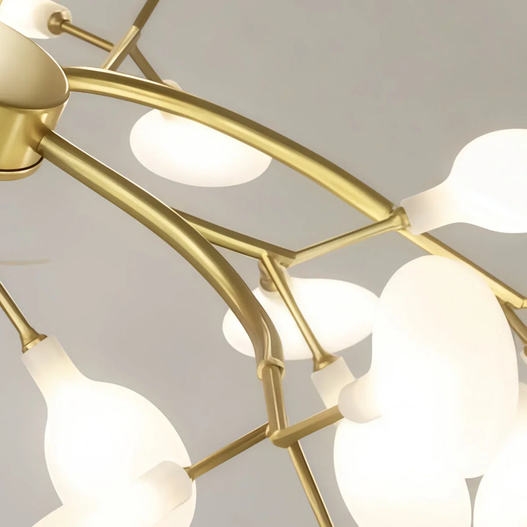 Art Deco Chandelier - Branch & Firefly Design in Black/Gold for Dining/Living Room - Flindria
