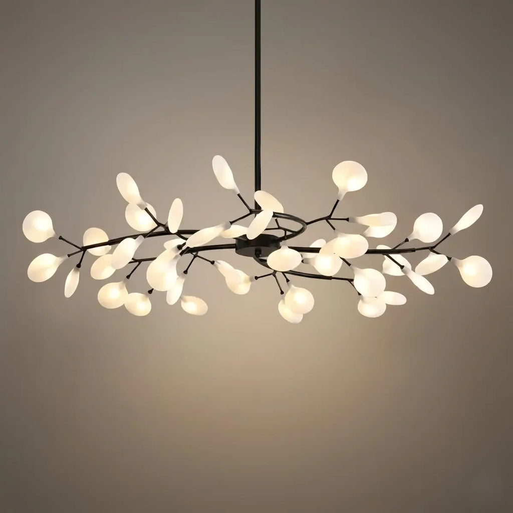 Art Deco Chandelier - Branch & Firefly Design in Black/Gold for Dining/Living Room - Flindria