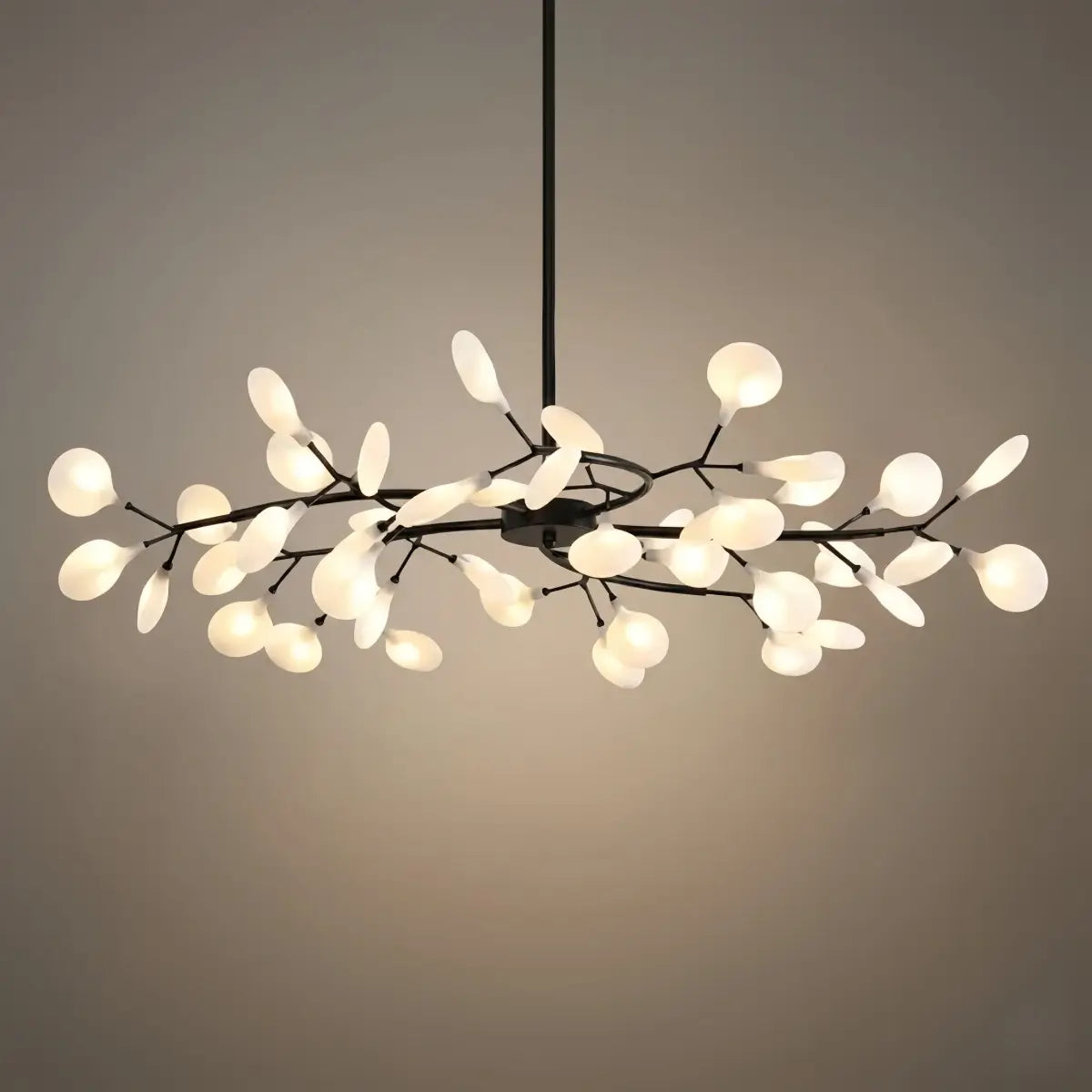 Art Deco Chandelier - Branch & Firefly Design in Black/Gold for Dining/Living Room - Flindria
