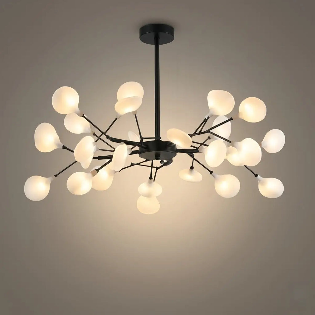 Art Deco Chandelier - Branch & Firefly Design in Black/Gold for Dining/Living Room - Flindria
