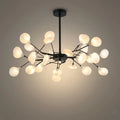 Art Deco Chandelier - Branch & Firefly Design in Black/Gold for Dining/Living Room - Flindria