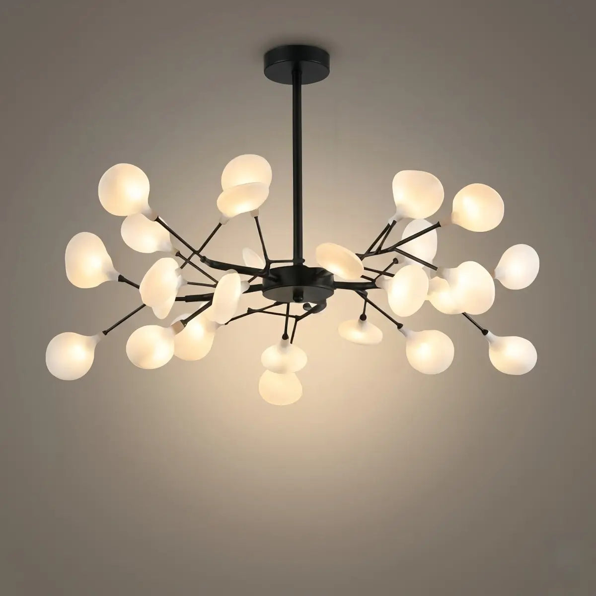 Art Deco Chandelier - Branch & Firefly Design in Black/Gold for Dining/Living Room - Flindria
