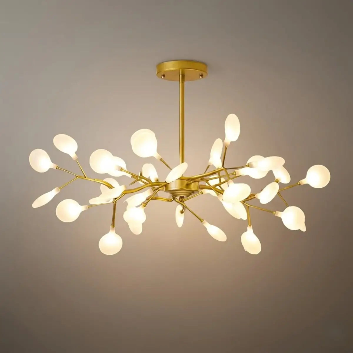 Art Deco Chandelier - Branch & Firefly Design in Black/Gold for Dining/Living Room - Flindria