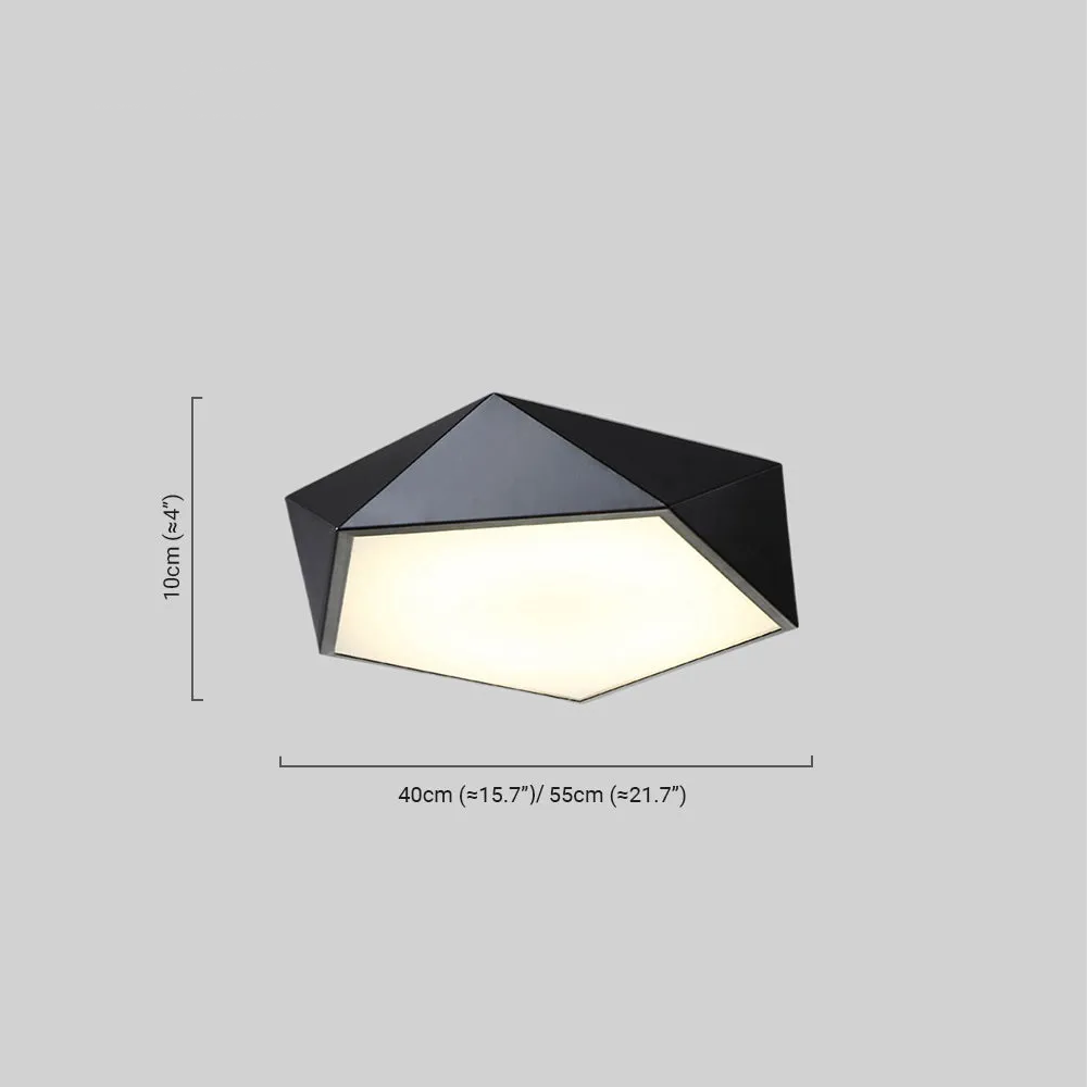 Classical Black Polygonal Ceiling Light – Metal Fixture for Bedroom - Flindria