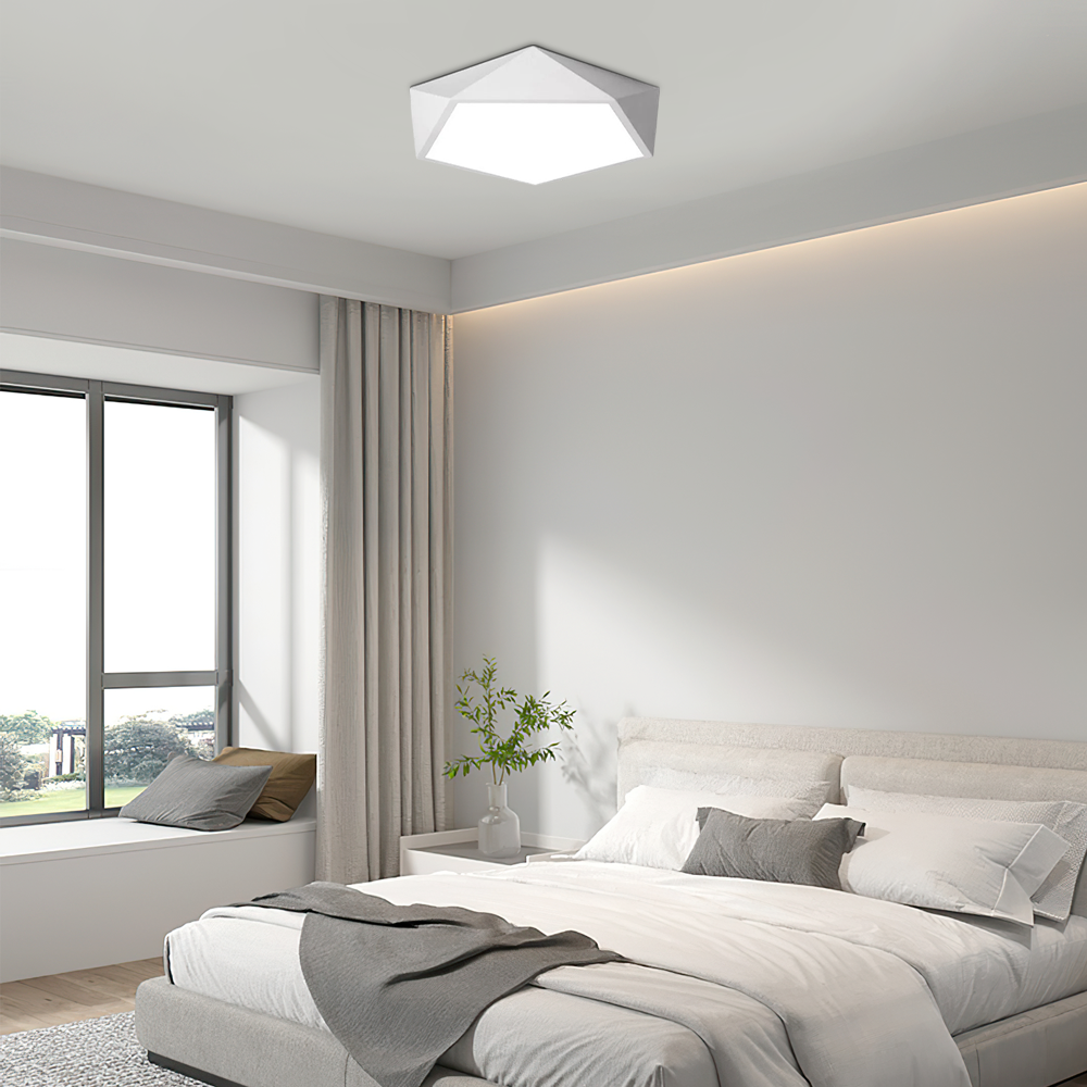 Classical Black Polygonal Ceiling Light – Metal Fixture for Bedroom - Flindria