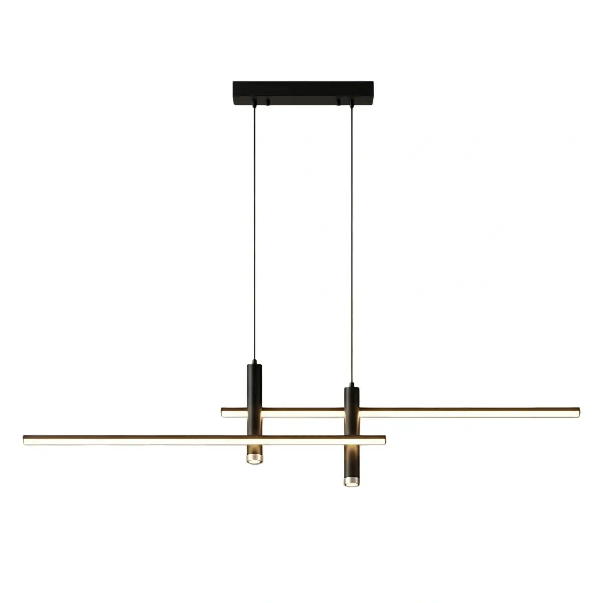 Modern Linear Pendant Light - Black/Gold Metal for Kitchen - Flindria