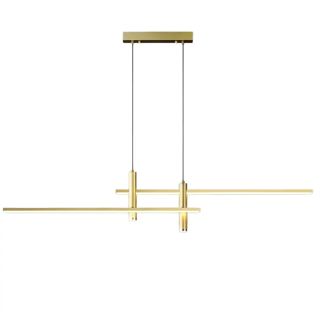 Modern Linear Pendant Light - Black/Gold Metal for Kitchen - Flindria