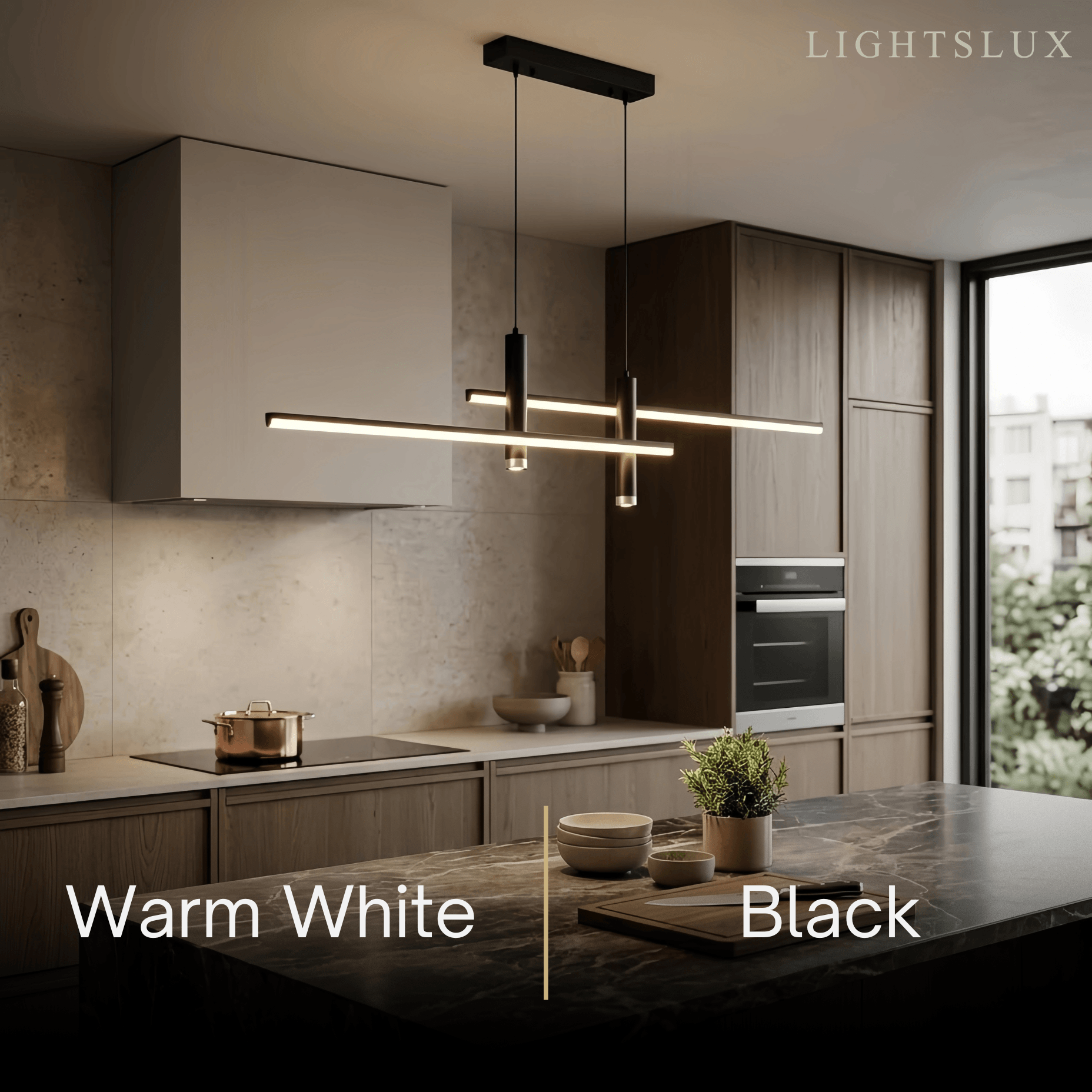 Modern Linear Pendant Light - Black/Gold Metal for Kitchen - Flindria