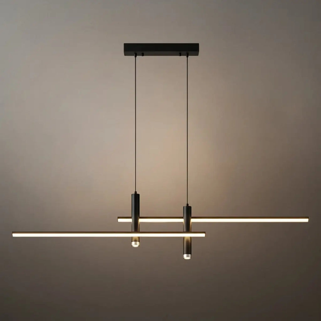 Modern Linear Pendant Light - Black/Gold Metal for Kitchen - Flindria