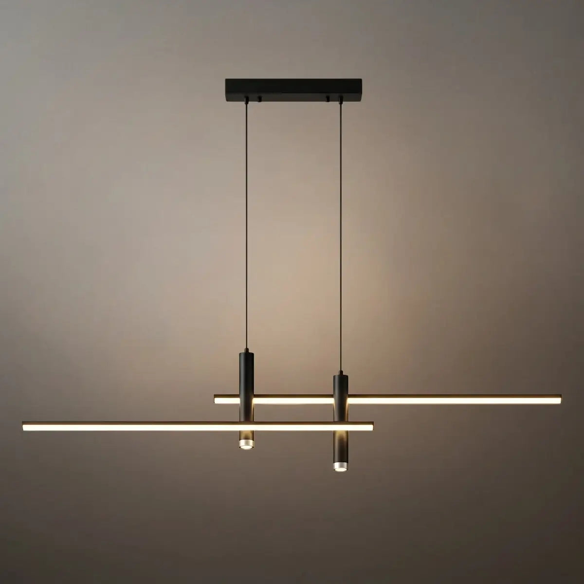Modern Linear Pendant Light - Black/Gold Metal for Kitchen - Flindria